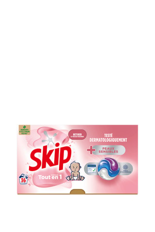 3 x Lessive capsules Tout-en-1 Skip Peaux Sensibles - 36 lavages