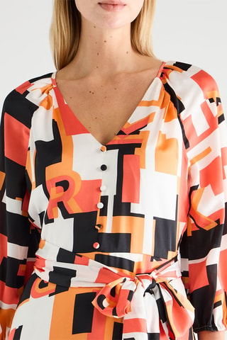 Robe midi - Orange et noir