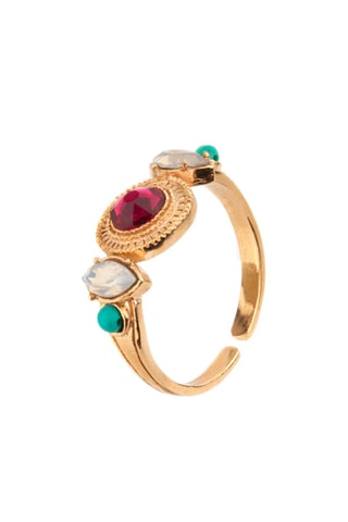 Anillo Fujita - Chapado en oro amarillo, nácar y turquesas