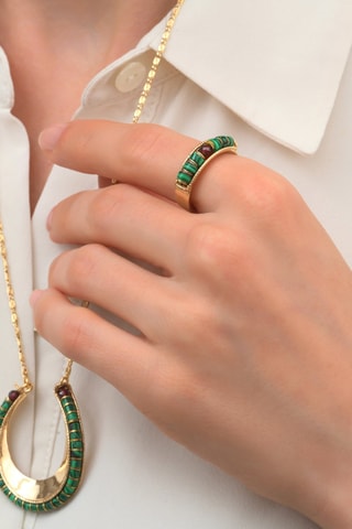 Anillo bañado en oro fino amarillo Ninon - Granate