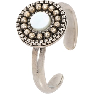 Anillo Hawai - Metal bañado en oro blanco y nácar