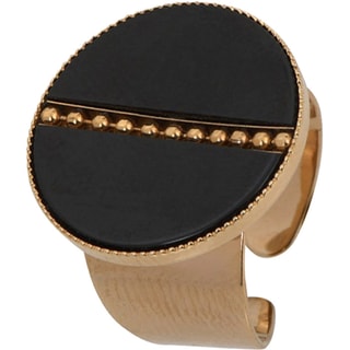 Anillo Hawai - Metal bañado en oro amarillo y nácar negro