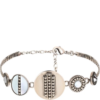 Pulsera Hawai - Metal bañado en oro blanco, cristales y nácar