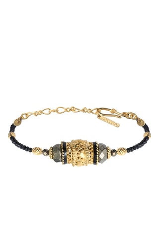 Pulsera Silma bañada en oro amarillo - Sardónice y piritas
