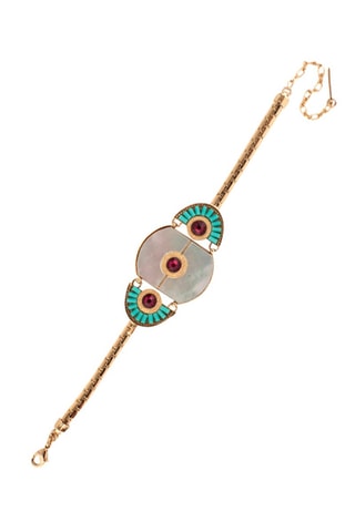 Pulsera de eslabones bañada en oro fino amarillo Fujita - Perlas japonesas y nácar