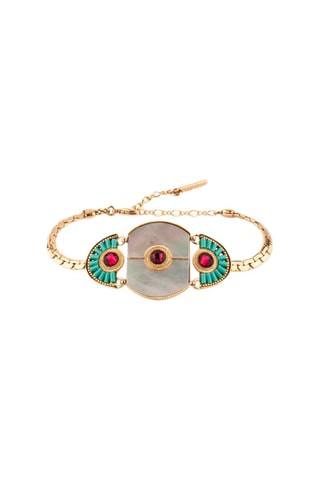 Pulsera de eslabones bañada en oro fino amarillo Fujita - Perlas japonesas y nácar