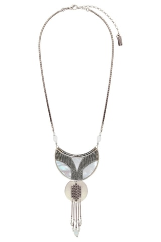 Collar plastrón Hawaï bañado en oro blanco - Nácar, hematitas, cristal de roca y perlas cultivadas de Japón
