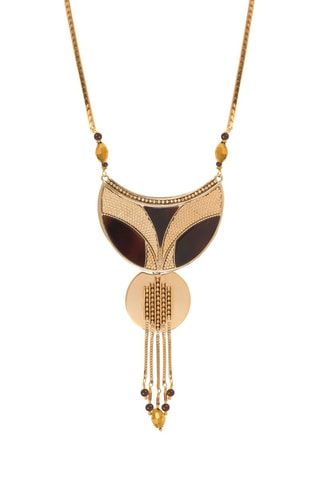 Collar plastrón Hawaï bañado en oro amarillo - Nácar, hematitas, cuarzo y perlas cultivadas de Japón