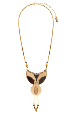 Collar plastrón Hawaï bañado en oro amarillo - Nácar, hematitas, cuarzo y perlas cultivadas de Japón