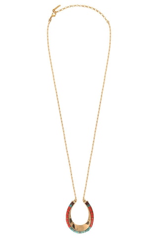 Collar largo bañado en oro amarillo Ninon - Turquesas y granates
