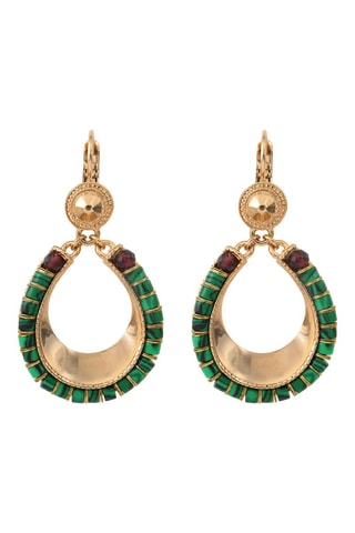 Pendientes bañados en oro amarillo Ninon - Malaquitas y granates