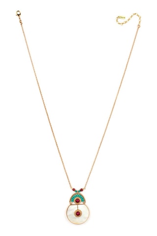 Collar bañado en oro fino amarillo Fujita - Nácar, perlas japonesas, jades, hematita, turquesas