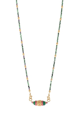 Collar Silma bañado en oro amarillo - Rubí zoisita, ágatas y turmalinas