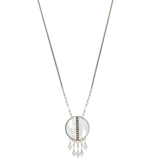 Collar Hawai - Metal bañado en oro blanco, perlas y cristal