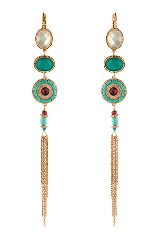Pendientes bañados en oro fino amarillo Fujita - Nácar, turquesas, perlas japonesas, howlitas y jades