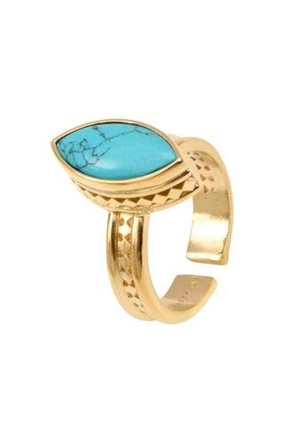 Anillo bañado en oro fino amarillo - Turquesa