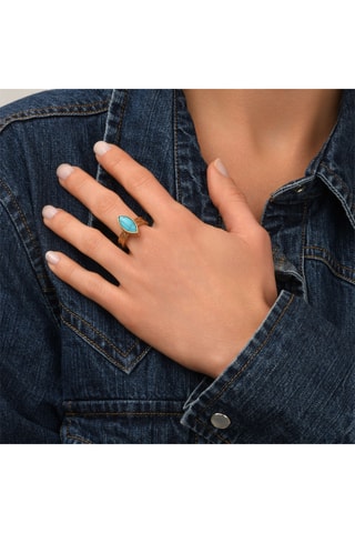 Anillo bañado en oro fino amarillo - Turquesa