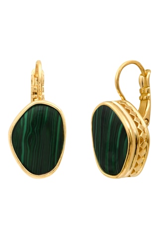 Pendientes bañados en oro fino amarillo - Malaquitas