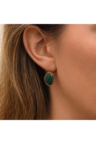 Pendientes bañados en oro fino amarillo - Malaquitas