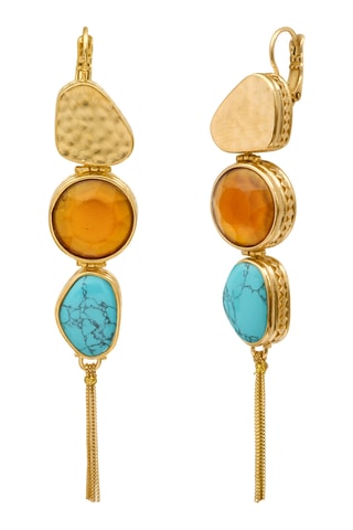 Pendientes bañados en oro fino amarillo - Turquesas