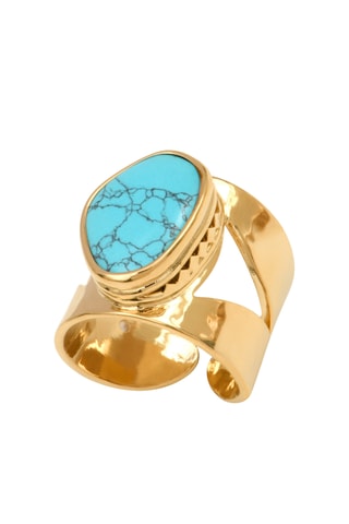 Anillo bañado en oro fino amarillo - Turquesa
