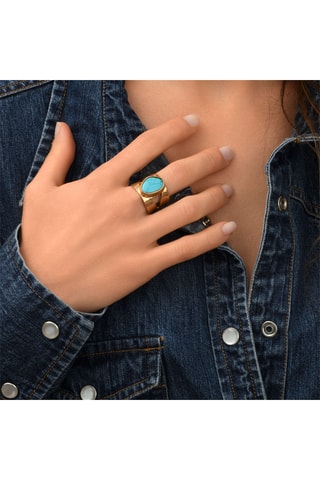 Anillo bañado en oro fino amarillo - Turquesa