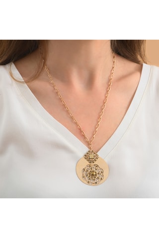 Collar bañado en oro fino amarillo - Hematitas