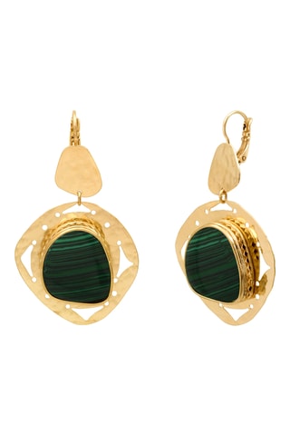 Pendientes bañados en oro fino amarillo - Malaquitas