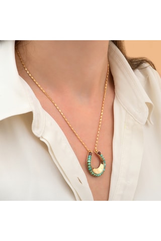 Collar bañado en oro fino amarillo - Turquesas y granates