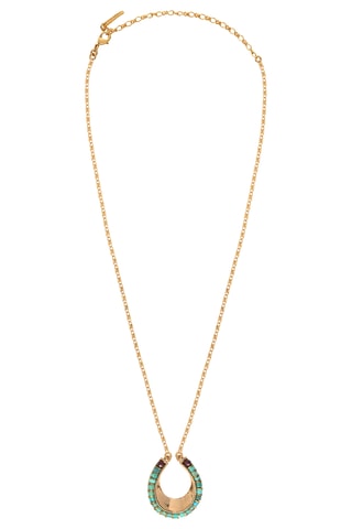 Collar bañado en oro fino amarillo - Turquesas y granates