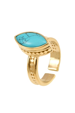 Anillo bañado en oro fino amarillo - Turquesa