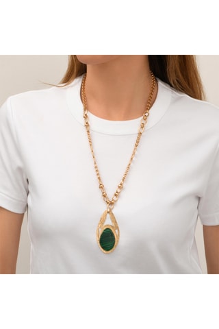 Collar bañado en oro fino amarillo - Malaquita