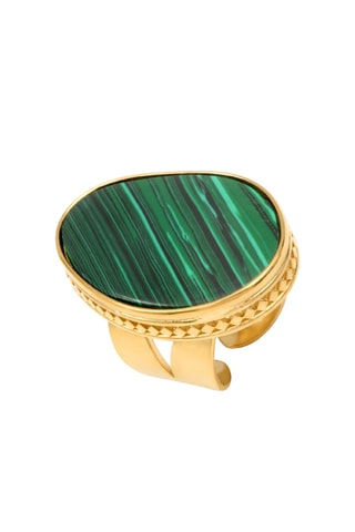 Anillo bañado en oro fino amarillo - Malaquita