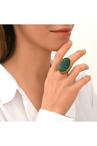Anillo bañado en oro fino amarillo - Malaquita