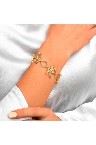 Pulsera bañada en oro fino amarillo - Perlas cultivadas de agua dulce y granates