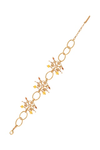 Pulsera bañada en oro fino amarillo - Perlas cultivadas de agua dulce y granates