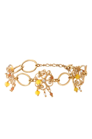 Pulsera bañada en oro fino amarillo - Perlas cultivadas de agua dulce y granates