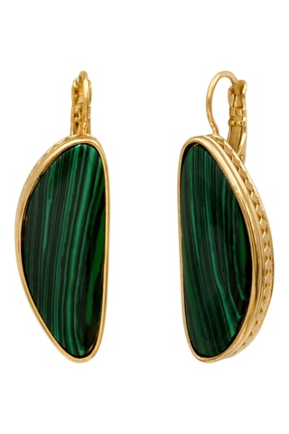 Pendientes bañados en oro fino amarillo - Malaquitas