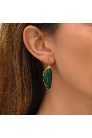 Pendientes bañados en oro fino amarillo - Malaquitas