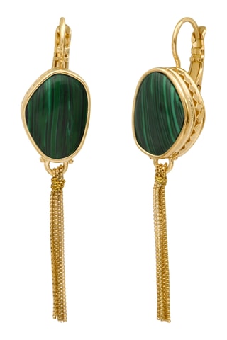 Pendientes bañados en oro fino amarillo - Malaquitas