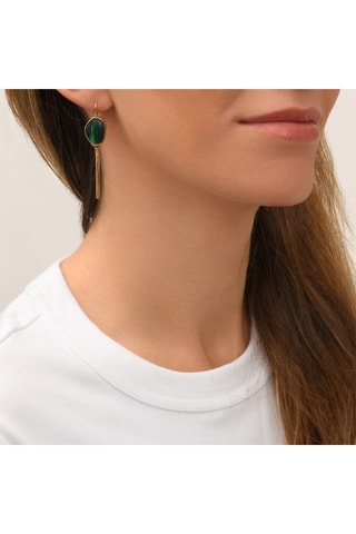 Pendientes bañados en oro fino amarillo - Malaquitas
