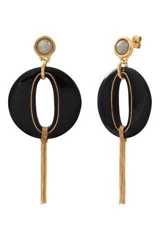 Pendientes bañados en oro fino amarillo - Labradoritas