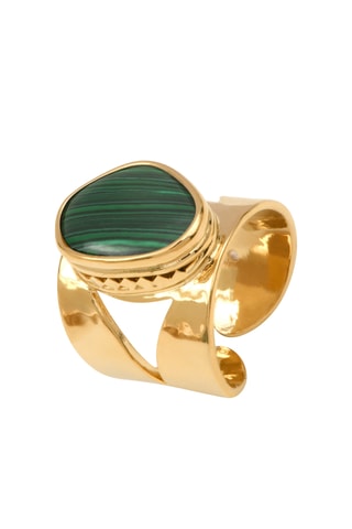 Anillo bañado en oro fino amarillo - Malaquita