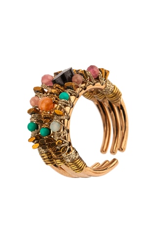 Anillo bañado en oro fino amarillo - Turquesas, jaspes y lapislázuli