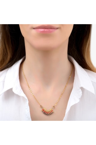 Collar bañado en oro fino amarillo - Granates, labradoritas e hilo de seda