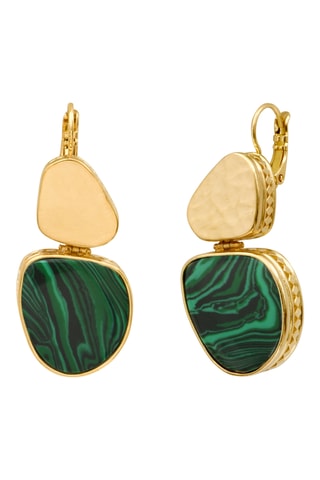 Pendientes bañados en oro fino amarillo - Malaquitas