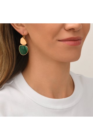 Pendientes bañados en oro fino amarillo - Malaquitas