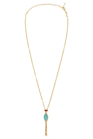 Collar bañado en oro fino amarillo - Cornalinas y turquesa