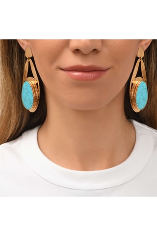 Pendientes bañados en oro fino amarillo - Turquesas