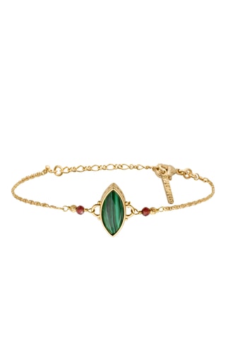 Pulsera bañada en oro fino amarillo - Malaquita y granates